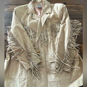 Wild western fringe oversized leather jacket